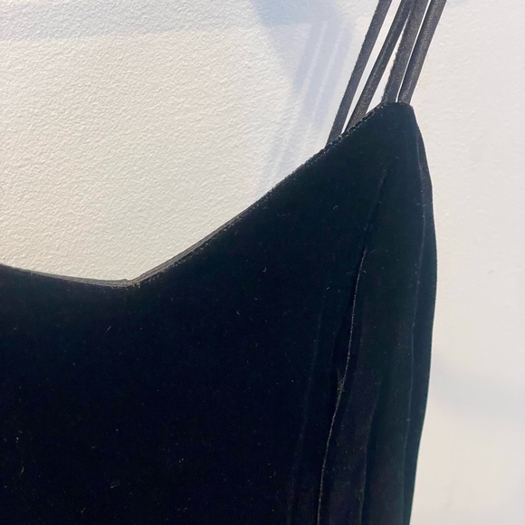 Vintage Velvet Le Chateau Black Lace-Up Mini Flate Dress Like New - Picture 3 of 6